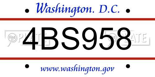 4BS958 District Of Columbia License Plate