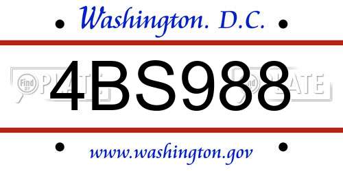 4BS988 District Of Columbia License Plate