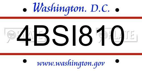 4BSI810 District Of Columbia License Plate