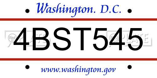 4BST545 District Of Columbia License Plate