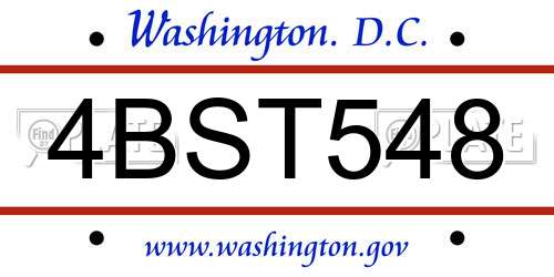 4BST548 District Of Columbia License Plate