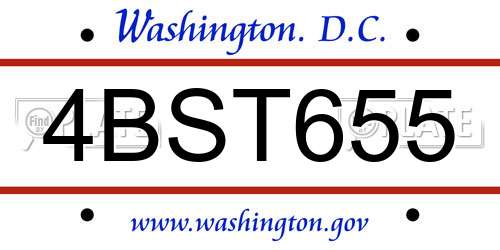 4BST655 District Of Columbia License Plate