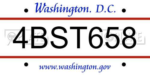 4BST658 District Of Columbia License Plate