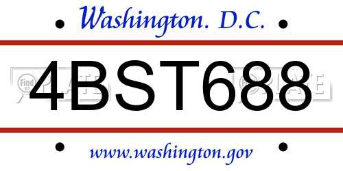 4BST688 District Of Columbia License Plate