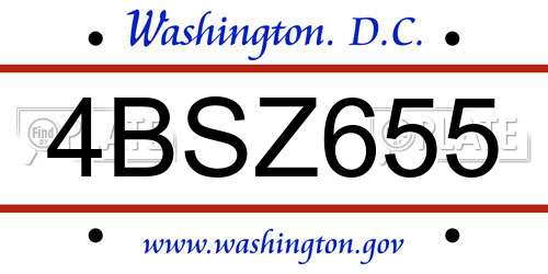 4BSZ655 District Of Columbia License Plate