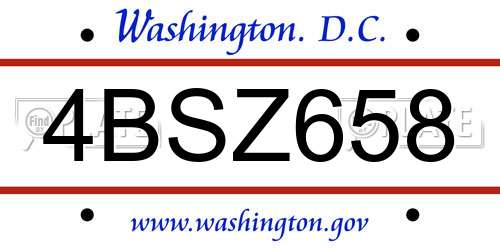 4BSZ658 District Of Columbia License Plate