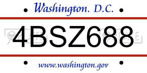 4BSZ688 District Of Columbia License Plate