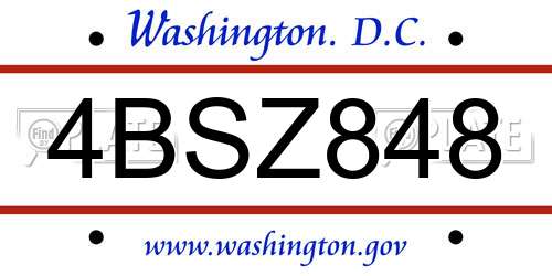 4BSZ848 District Of Columbia License Plate