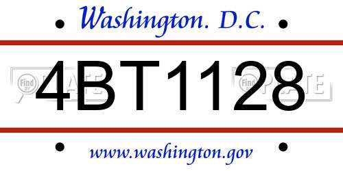 4BT1128 District Of Columbia License Plate