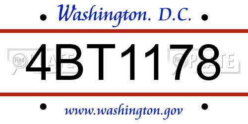 4BT1178 District Of Columbia License Plate