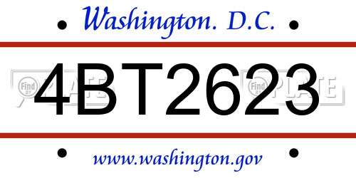 4BT2623 District Of Columbia License Plate