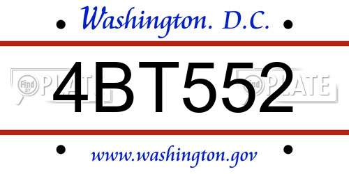4BT552 District Of Columbia License Plate