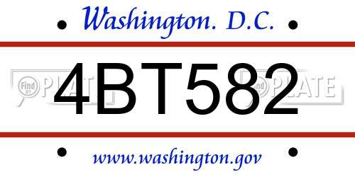 4BT582 District Of Columbia License Plate