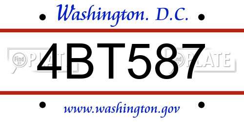 4BT587 District Of Columbia License Plate