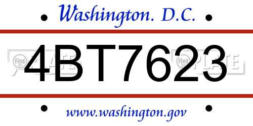 4BT7623 District Of Columbia License Plate