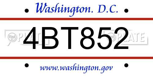 4BT852 District Of Columbia License Plate