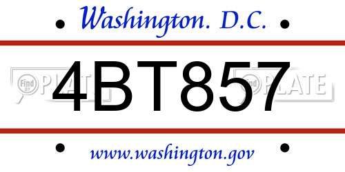 4BT857 District Of Columbia License Plate