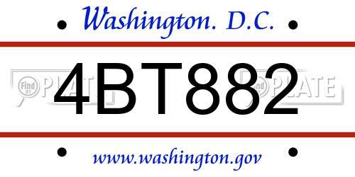 4BT882 District Of Columbia License Plate