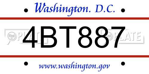 4BT887 District Of Columbia License Plate