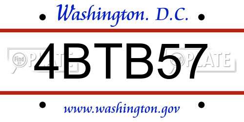 4BTB57 District Of Columbia License Plate
