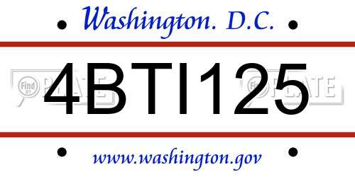 4BTI125 District Of Columbia License Plate