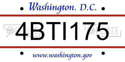 4BTI175 District Of Columbia License Plate
