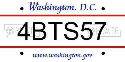 4BTS57 District Of Columbia License Plate