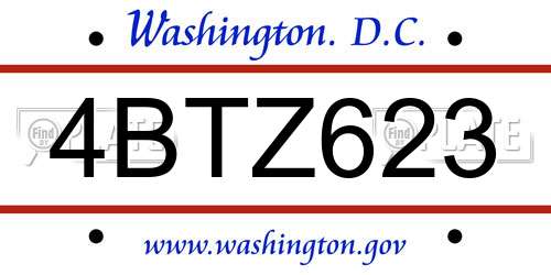 4BTZ623 District Of Columbia License Plate