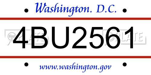 4BU2561 District Of Columbia License Plate