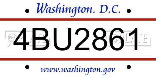 4BU2861 District Of Columbia License Plate