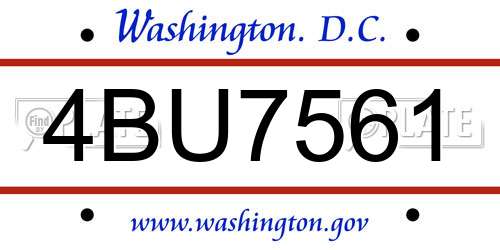 4BU7561 District Of Columbia License Plate