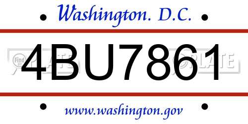 4BU7861 District Of Columbia License Plate