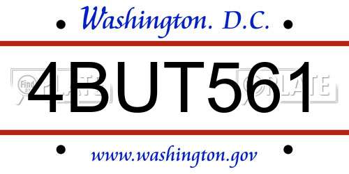 4BUT561 District Of Columbia License Plate
