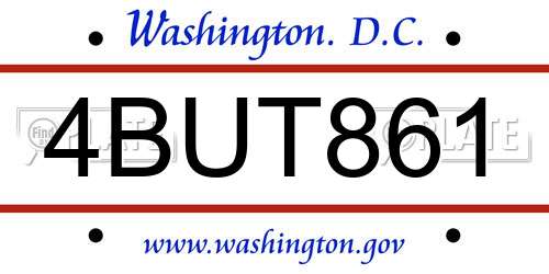 4BUT861 District Of Columbia License Plate