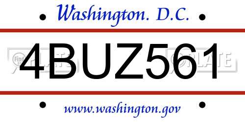 4BUZ561 District Of Columbia License Plate