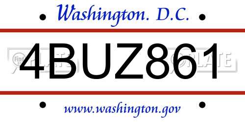 4BUZ861 District Of Columbia License Plate