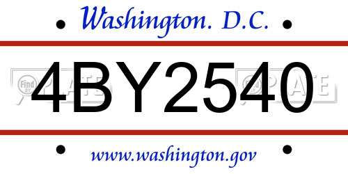4BY2540 District Of Columbia License Plate