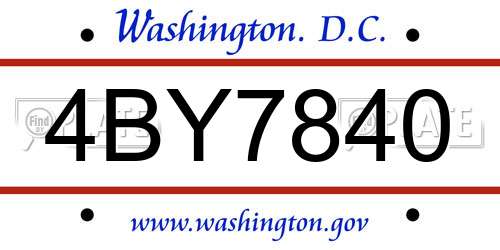 4BY7840 District Of Columbia License Plate