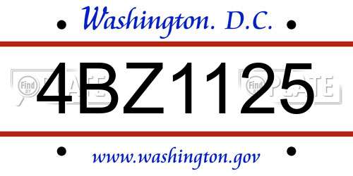 4BZ1125 District Of Columbia License Plate
