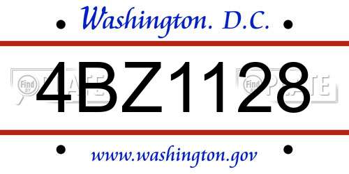 4BZ1128 District Of Columbia License Plate
