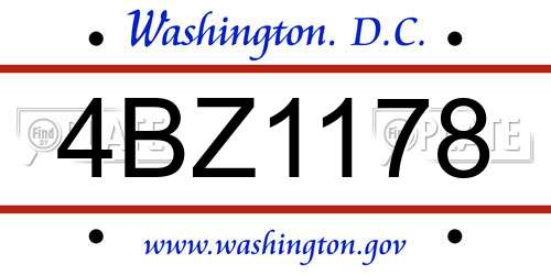 4BZ1178 District Of Columbia License Plate