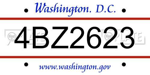 4BZ2623 District Of Columbia License Plate
