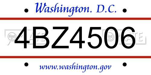 4BZ4506 District Of Columbia License Plate