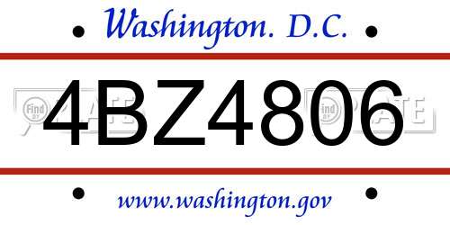4BZ4806 District Of Columbia License Plate