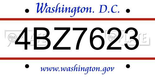 4BZ7623 District Of Columbia License Plate