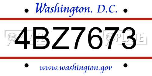 4BZ7673 District Of Columbia License Plate