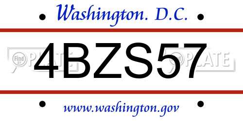 4BZS57 District Of Columbia License Plate