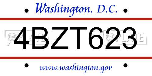 4BZT623 District Of Columbia License Plate