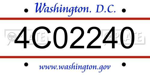 4C02240 District Of Columbia License Plate