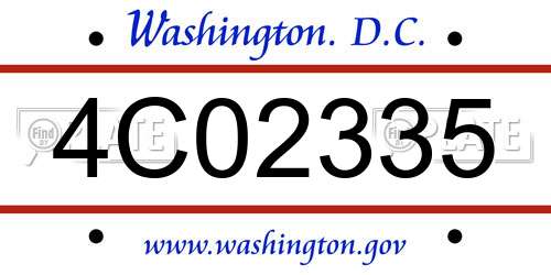 4C02335 District Of Columbia License Plate
